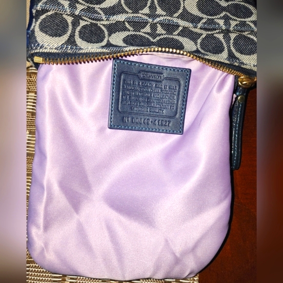 Coach Signature Denim Adjustable Crossbody Bag W/Coin Pouch (7.5" W x 8.5"H) - Picture 7 of 16